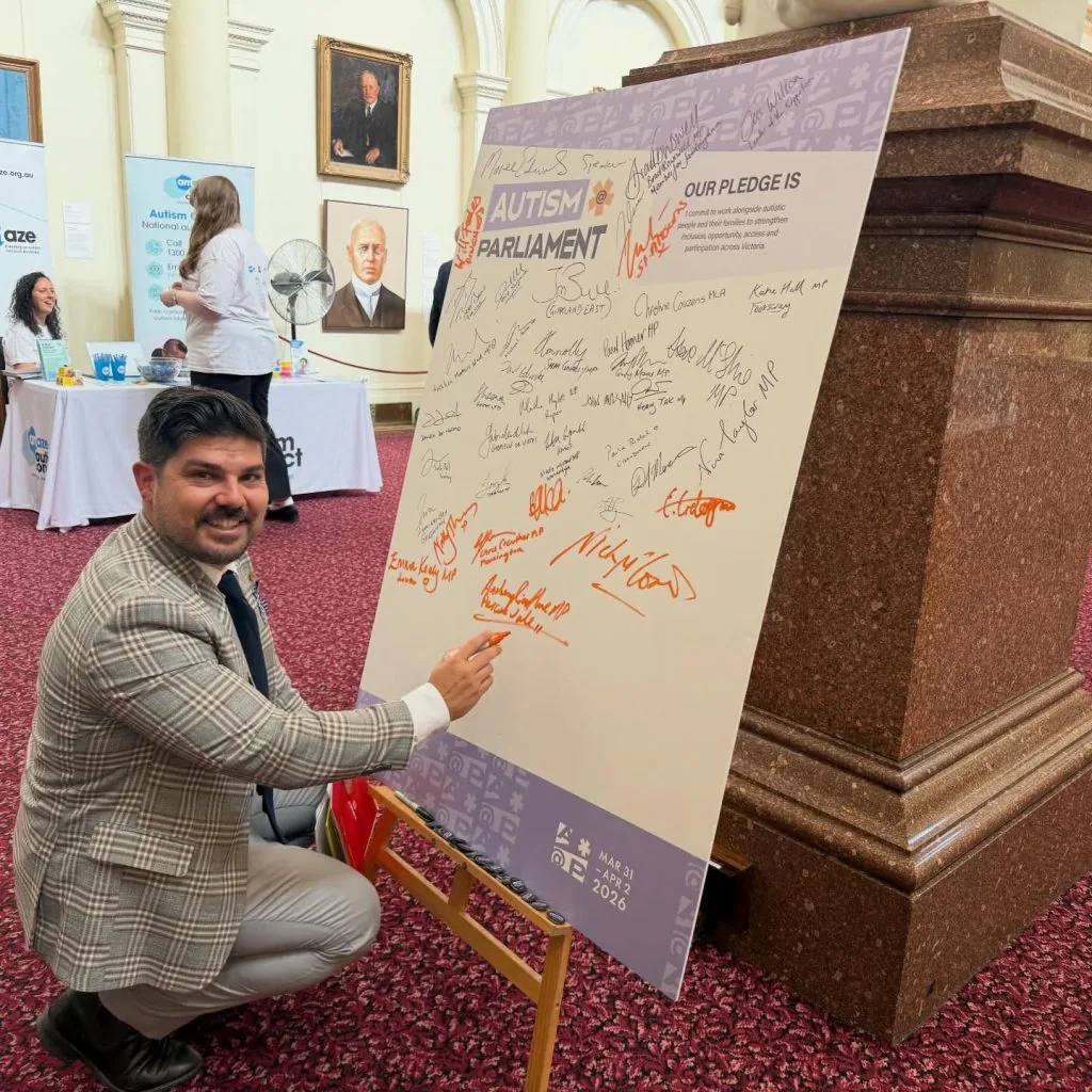 Anthony Cianflone signing the Autism@Parliament pledge